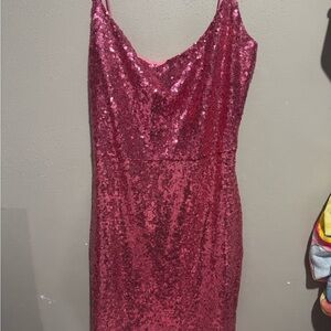 Elegant Pink Sequin Dress/Homecoming Dress